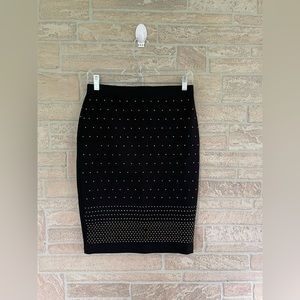 Carmen Mark Valvo Women Small Ponte Knit, Pencil Skirt,  Metallic Embellishments